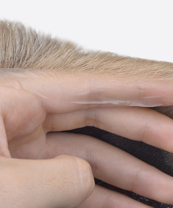 Blonde Streak In Front of Hair Wig For Men Is Custom Hair Replacement Toupee From Bono Hair