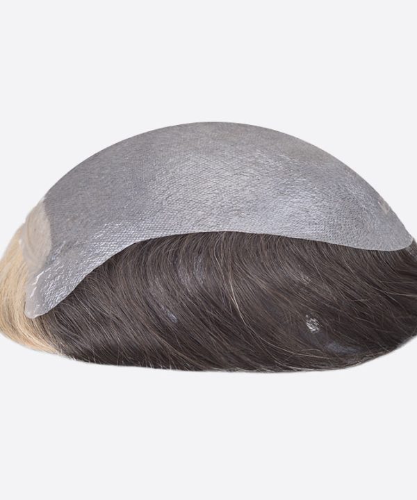 Blonde Streak In Front of Hair Wig For Men Is Custom Hair Replacement Toupee From Bono Hair