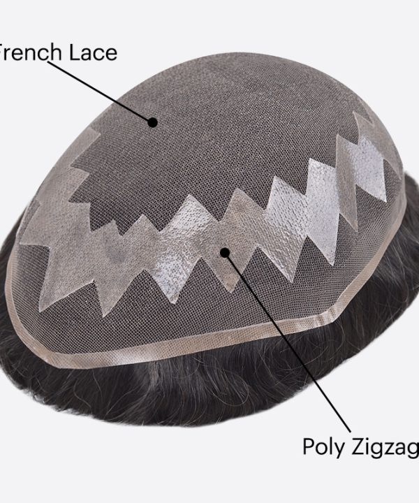 BLN216810 French Lace Men's Hair Pieces Are Zigzag Poly Skin Hair System From Bono Hair