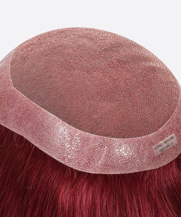 BWN936930 French Lace Toupee For Women Is Wine Red Hair System From Bono Hair3