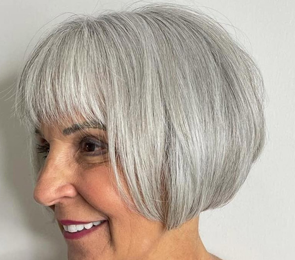 46. Elegant Bob for Salt and Pepper Hair