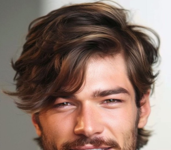 43. Medium-length Side Part with Tapered Waves