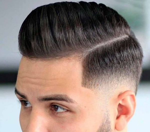 55. Pompadour with Side Part to Hide Receding Hairline